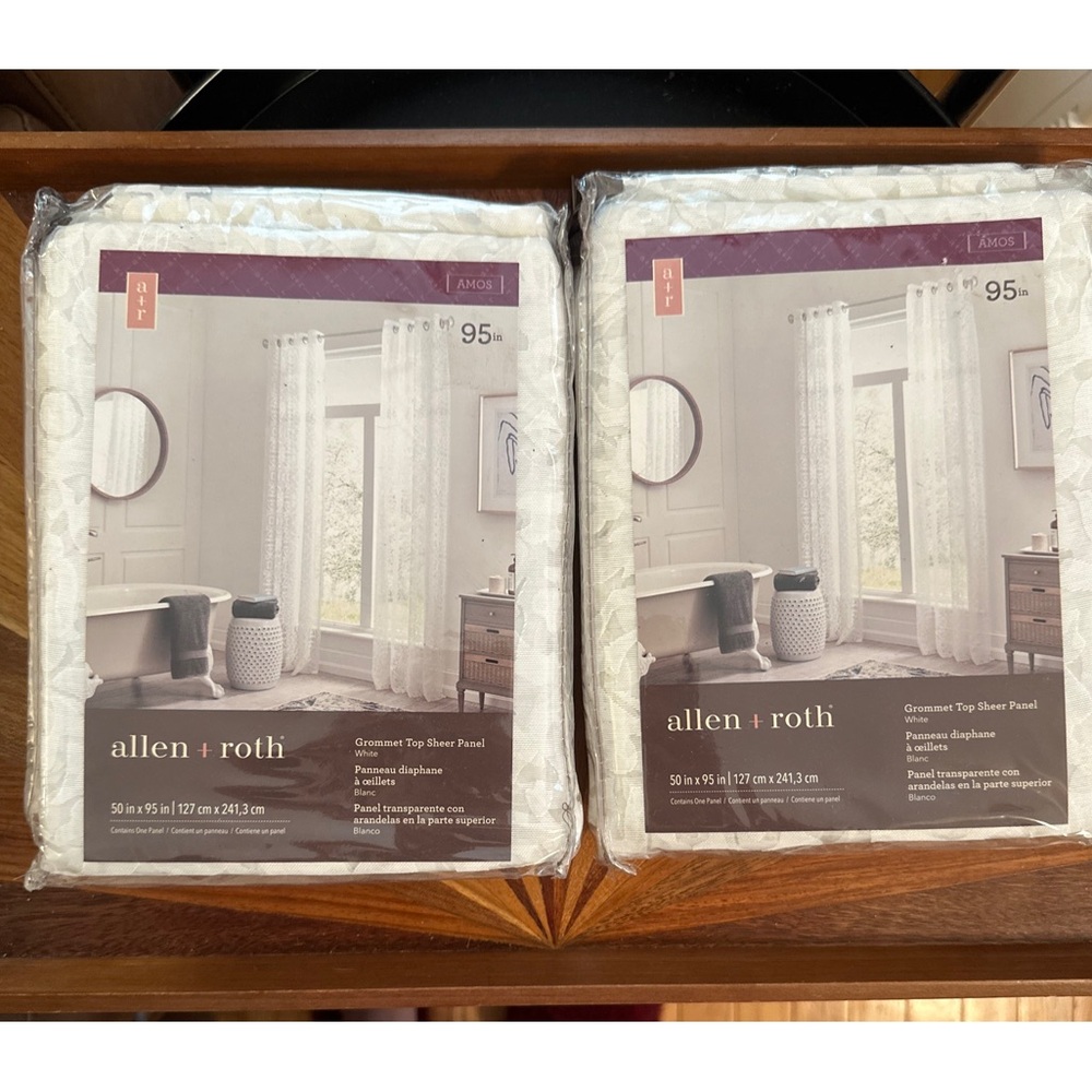 allen + roth  50X95” in Amos White Rod Pocket Single Curtain Panel X2